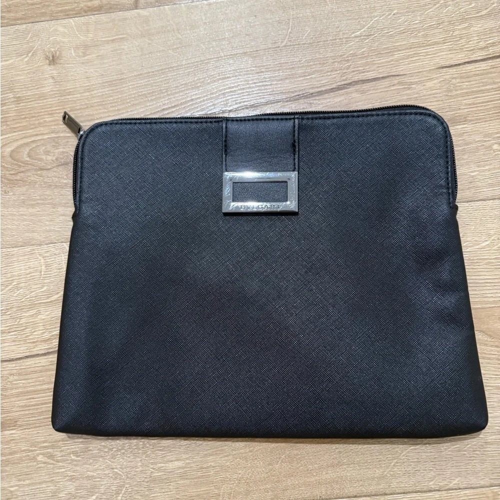 Bvlgari Black Zippered Makeup Purse Pouch Bag
